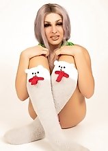 Baby white Bailey takes out her cock for you to suck on, lube it with your saliva so she can ram that cock up your ass