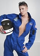Transsexual astronaut Danni strips
