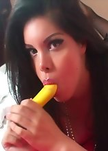 These Condom and Dildo go all the way inside her Ass