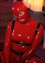 Bianka in red hot latex cat suit all kinky and horny and all ready to fuck some dicks dry