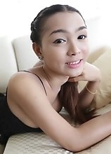 22 year old busty Thai ladyboy gets naked and poses for tourist